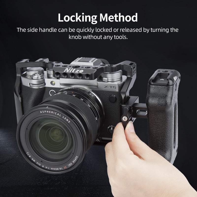 Nitze مقبض جانبي نيتزي ناتو، مقبض جانبي للكاميرا مع مشبك ناتو، مزود بحذاء بارد مدمج وثقب تحديد 1/4"، قابل للتعديل لأعلى/أسفل ويسار/يمين - PA22-H3 - Image 5